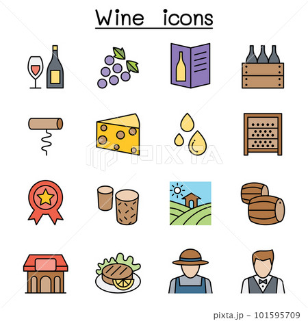 Wine color line icon set 101595709