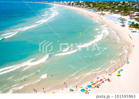 大勢の人でにぎわう真夏のビーチ【AI生成画像】 101595963