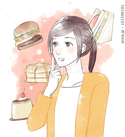 食べ物に誘惑されている女性 101596191