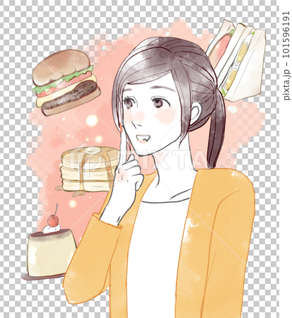 食べ物に誘惑されている女性 101596191