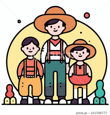 family dressed as farmers 101596777