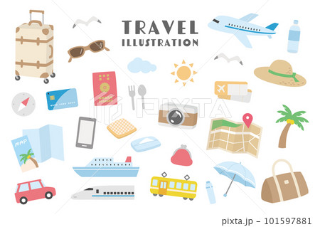 シンプルな旅行のベクターイラストセット。 シンプルな旅行のベクターイラストセット。 101597881