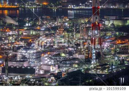 岡山県倉敷市　水島展望台から眺める工場夜景 101599109