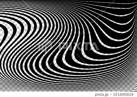 Abstract Black and White Wavy Lines Pattern with 3D Illusion and Twisting Movement Effect. Vector Art. Abstract Black and White Wavy Lines Pattern with 3D Illusion and Twisting Movement Effect. Vector Art. 101600826