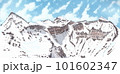 春の富士山頂　剣ヶ峰と火口壁 101602347