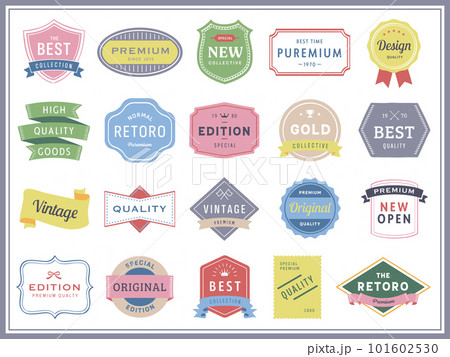 レトロな西洋フレームとラベルのセット レトロな西洋フレームとラベルのセット 101602530