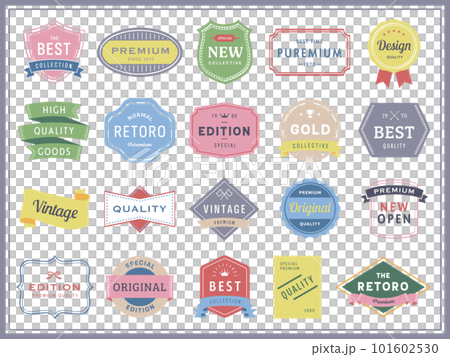 レトロな西洋フレームとラベルのセット レトロな西洋フレームとラベルのセット 101602530