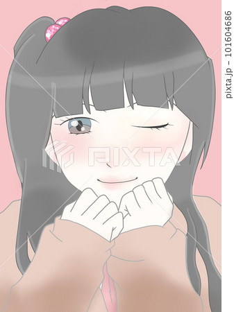 ウインクする女の子のイラスト ウインクする女の子のイラスト 101604686