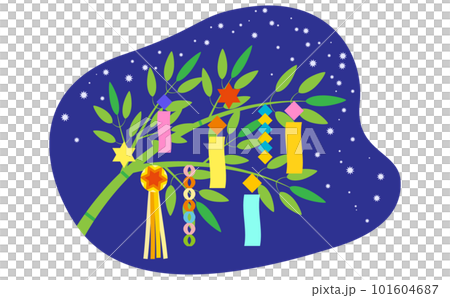星空背景竹葉竹枝七夕裝飾漫畫 星空背景竹葉竹枝七夕裝飾漫畫 101604687