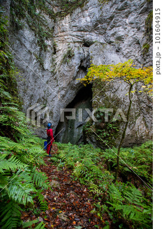 宇山洞の洞口を見つめる人 101604915