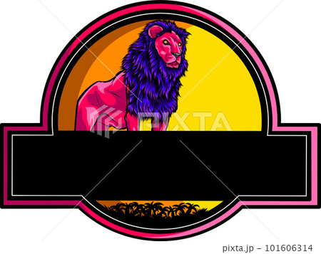Lion on background of the sunset. African Safari. Vector illustration. Lion on background of the sunset. African Safari. Vector illustration. 101606314