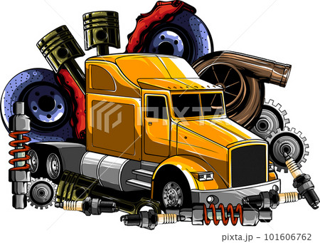 vector illustration of semi truck with part on white background vector illustration of semi truck with part on white background 101606762