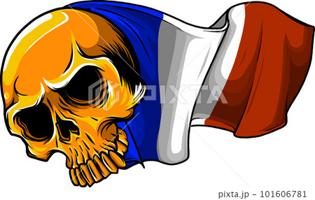 vector illustration of Human skull with flag of France 101606781