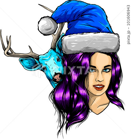 Beautiful girl wearing santa claus clothes on white background. Vector Illustration design Beautiful girl wearing santa claus clothes on white background. Vector Illustration design 101606943