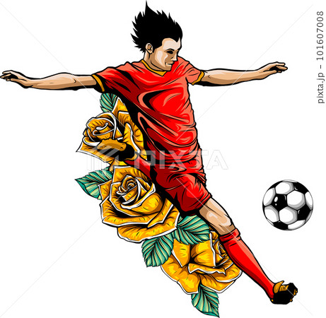 Vector - Football Player with Soccer Ball Stock Photo - Illustration of  football, motion: 196029084