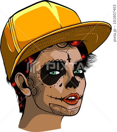 vector illustration of Sugar skull Girl on white background vector illustration of Sugar skull Girl on white background 101607403