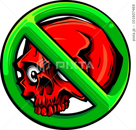 No Skull Symbol Isolated on White Background. Eskeleton Head Vector Illustration Prohibition Stop Sign. 101607469