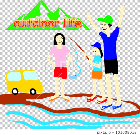 在營地釣魚的家庭 在營地釣魚的家庭 101608018