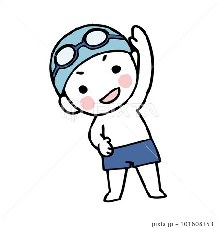 水着で準備体操をする男の子のイラスト 水着で準備体操をする男の子のイラスト 101608353