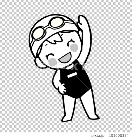 單色泳裝做熱身運動的女孩插畫 101608354