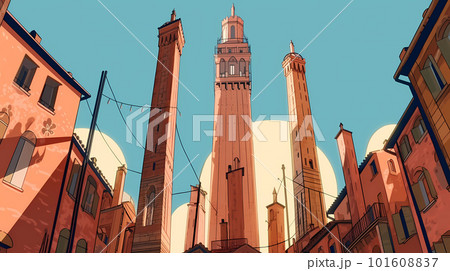 Illustration of beautiful view of Bologna, Greece Illustration of beautiful view of Bologna, Greece 101608837
