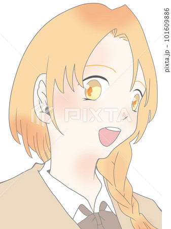 笑顔の女子高生のイラスト素材 笑顔の女子高生のイラスト素材 101609886