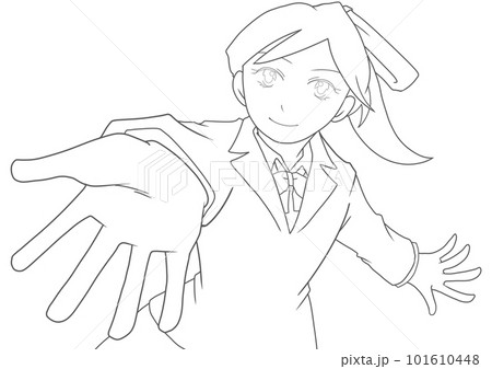 手を差し出す女子高生のイラスト素材(1) 手を差し出す女子高生のイラスト素材(1) 101610448