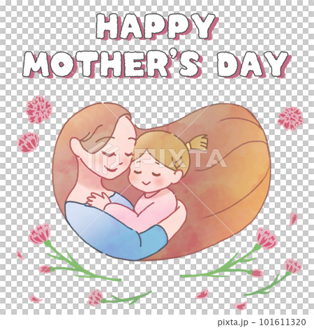 A mother hugging her daughter No background 101611320