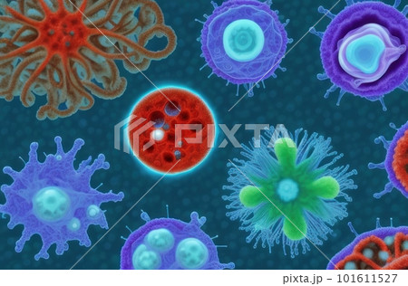 The Hidden Universe of Microbes. Bacteria and Viruses Under the Microscope. Generative ai. 101611527