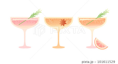 Margarita dessert glass set. Soft drink. Flat vector gradient illustration with texture Margarita dessert glass set. Soft drink. Flat vector gradient illustration with texture 101611529