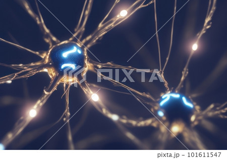 Microscopic Brain Cells:Glowing Synapses and Dendrites under Microscope. Generative ai. Microscopic Brain Cells:Glowing Synapses and Dendrites under Microscope. Generative ai. 101611547