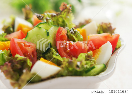 ゆで卵と彩り野菜サラダ 101611684