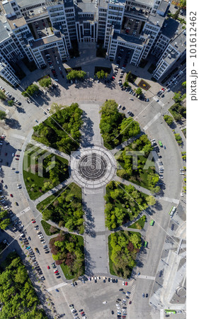 Freedom Square central fountain circle look down 101612462