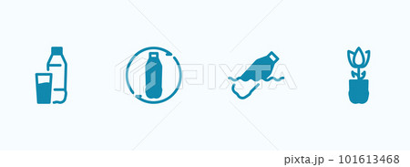 Simple vector icon on a theme plastic bottles, recycling and use Simple vector icon on a theme plastic bottles, recycling and use 101613468
