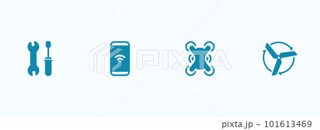 Simple vector icon on a theme drone, quadcopter Simple vector icon on a theme drone, quadcopter 101613469