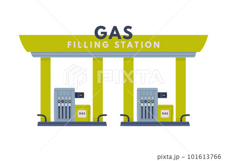 Gas Filling Station with Gasoline Pump as Facility with Fuel for Motor Vehicle Vector Illustration 101613766