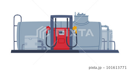 Gas Filling Station with Tank and Gasoline Pump as Facility with Fuel for Motor Vehicle Vector Illustration Gas Filling Station with Tank and Gasoline Pump as Facility with Fuel for Motor Vehicle Vector Illustration 101613771