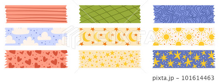 Set Of Decorative Tape With An Assortment Of Vibrant Colors And Playful Designs That Adds A Touch Of Creativity 101614463
