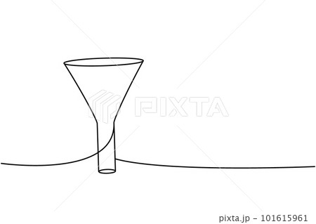 Filter funnel one line continuous drawing. Laboratory glass equipment continuous one line illustration. Vector minimalist linear illustration. 101615961