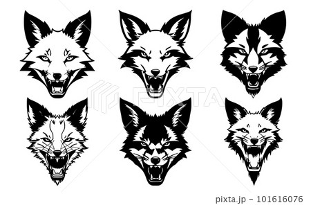 Set of tattoos or logos in the form of fox heads Set of tattoos or logos in the form of fox heads 101616076