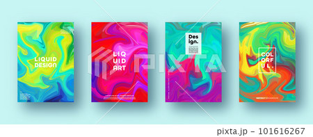 Colorful abstract geometric background. Liquid dynamic gradient waves. Fluid marble texture. Modern covers set. Vector illustration Colorful abstract geometric background. Liquid dynamic gradient waves. Fluid marble texture. Modern covers set. Vector illustration 101616267
