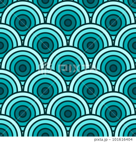 Colorful Chinese and Japanese seamless pattern. Traditional asian ornament, oriental New Year decoration. Modern blue background, geometric texture with waves. Vector illustration Colorful Chinese and Japanese seamless pattern. Traditional asian ornament, oriental New Year decoration. Modern blue background, geometric texture with waves. Vector illustration 101616404