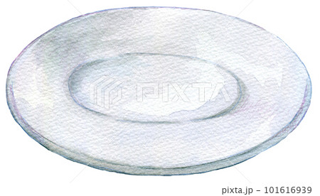 食器の水彩イラスト 白いお皿 食器の水彩イラスト 白いお皿 101616939