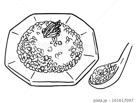 チャーハン　線画イラスト　シンプルイラスト　スケッチ 101617097