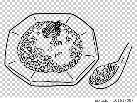 チャーハン　線画イラスト　シンプルイラスト　スケッチ 101617097