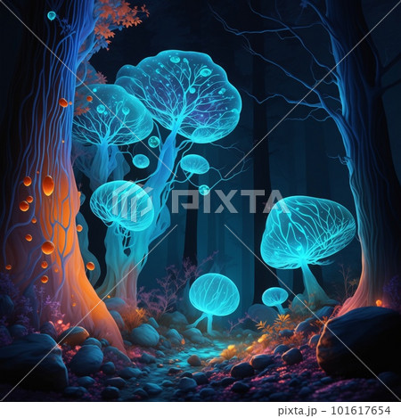 Mesmerizing Bioluminescent Night Scene -...のイラスト素材 [101617654] - PIXTA