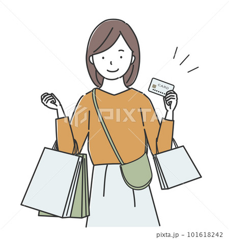 クレジットカードを持ち買い物をする女性 101618242