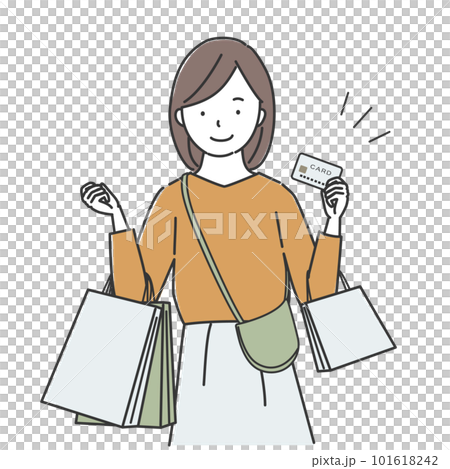 クレジットカードを持ち買い物をする女性 101618242