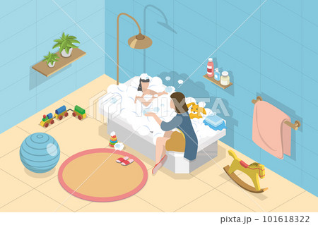 3D Isometric Flat Vector Conceptual Illustration of Baby Bath Time 3D Isometric Flat Vector Conceptual Illustration of Baby Bath Time 101618322