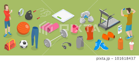 3D Isometric Flat Vector Set of Various Sport Equipment 3D Isometric Flat Vector Set of Various Sport Equipment 101618437